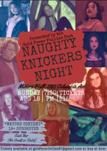 Poster for Naughty Knickers Night 2024. The information on the poster is provided in the text below.